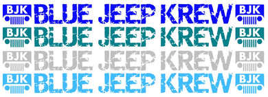 Blue Jeep Krew Windshield Banner Decal